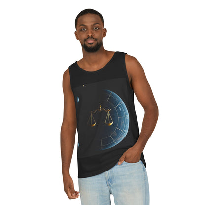 Unisex Garment-Dyed, Tank Top, Libra Design, Space Scale, 100% US cotton