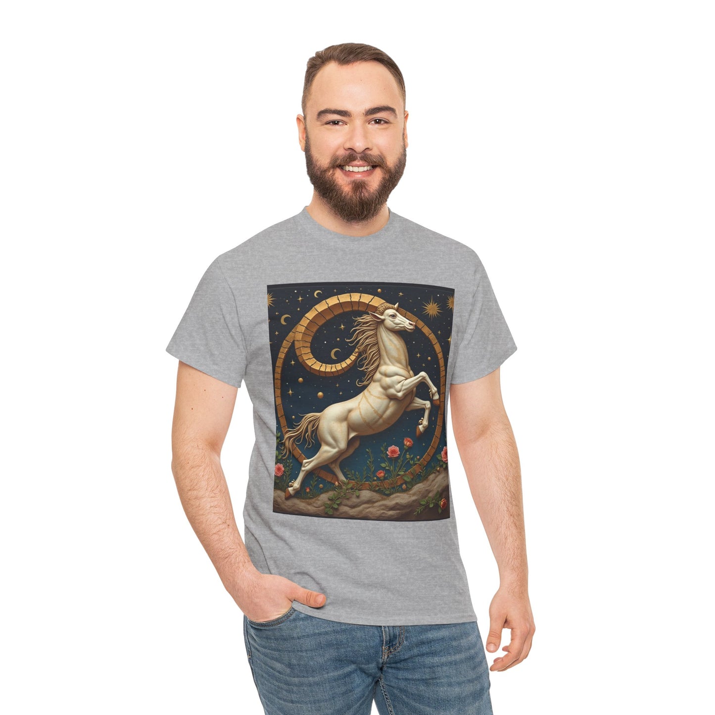 Unisex Heavy Cotton T-Shirt, Aries Animal 1v, Zodiac Design