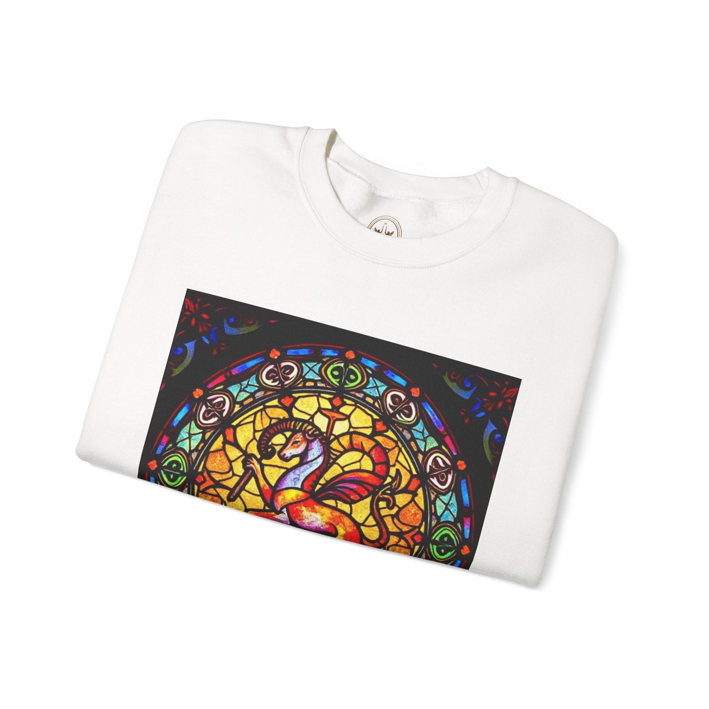 Unisex Heavy Blend™ Crewneck Sweatshirt, Glass 1, Aries Zodiac Design