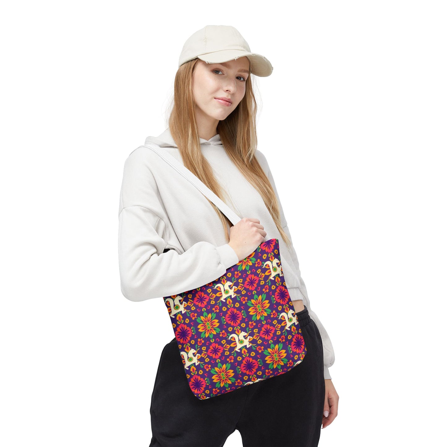 Tote Bag (AOP), Aquarius, Zodiac v2, Flower Pattern