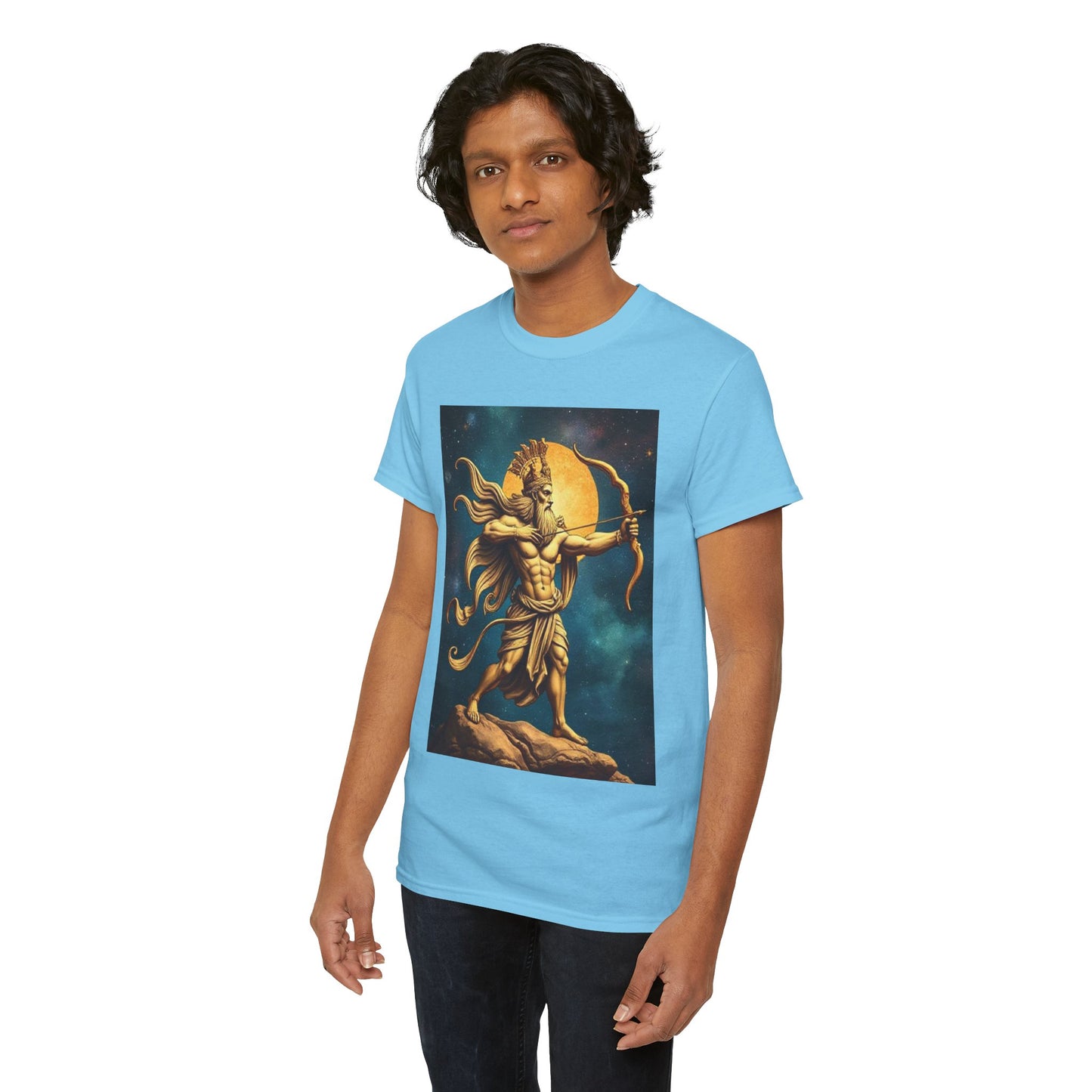 Unisex Heavy Cotton T-Shirt, Midnight Arrow v1, Sagittarius Zodiac Design