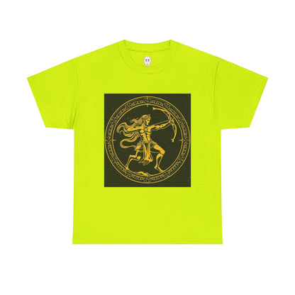 Unisex Heavy Cotton T-Shirt, Mythical Faun/Satyr v1, Sagittarius Zodiac Design