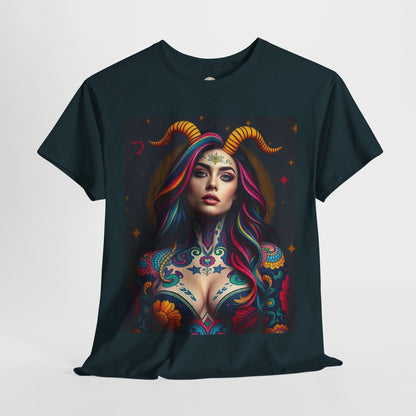 Unisex Heavy Cotton T-Shirt, Capricorn, Zodiac, Sexy Art
