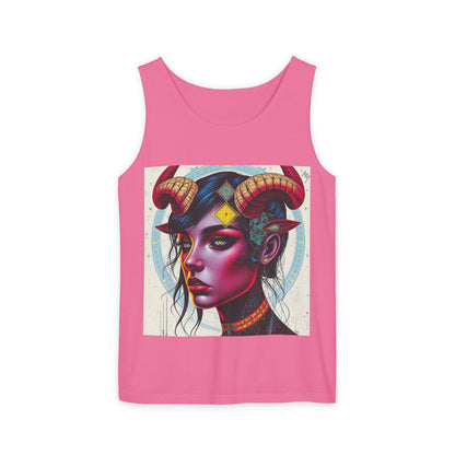 Unisex Garment-Dyed, Tank Top, Taurus Design, Pop Art v2, 100% US cotton