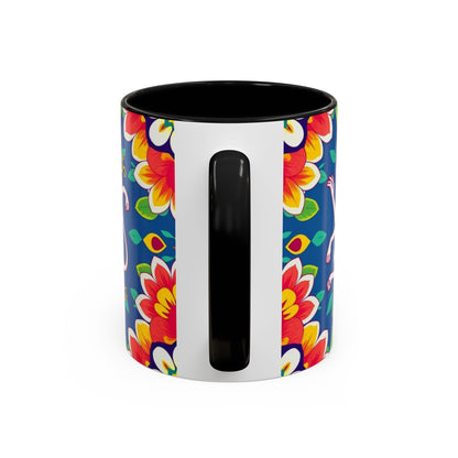 Accent Coffee Mug, Virgo, Zodiac v3. Flower Pattern, (11, 15oz)