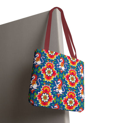 Tote Bag, (AOP), Virgo, Zodiac v2, Flower Pattern