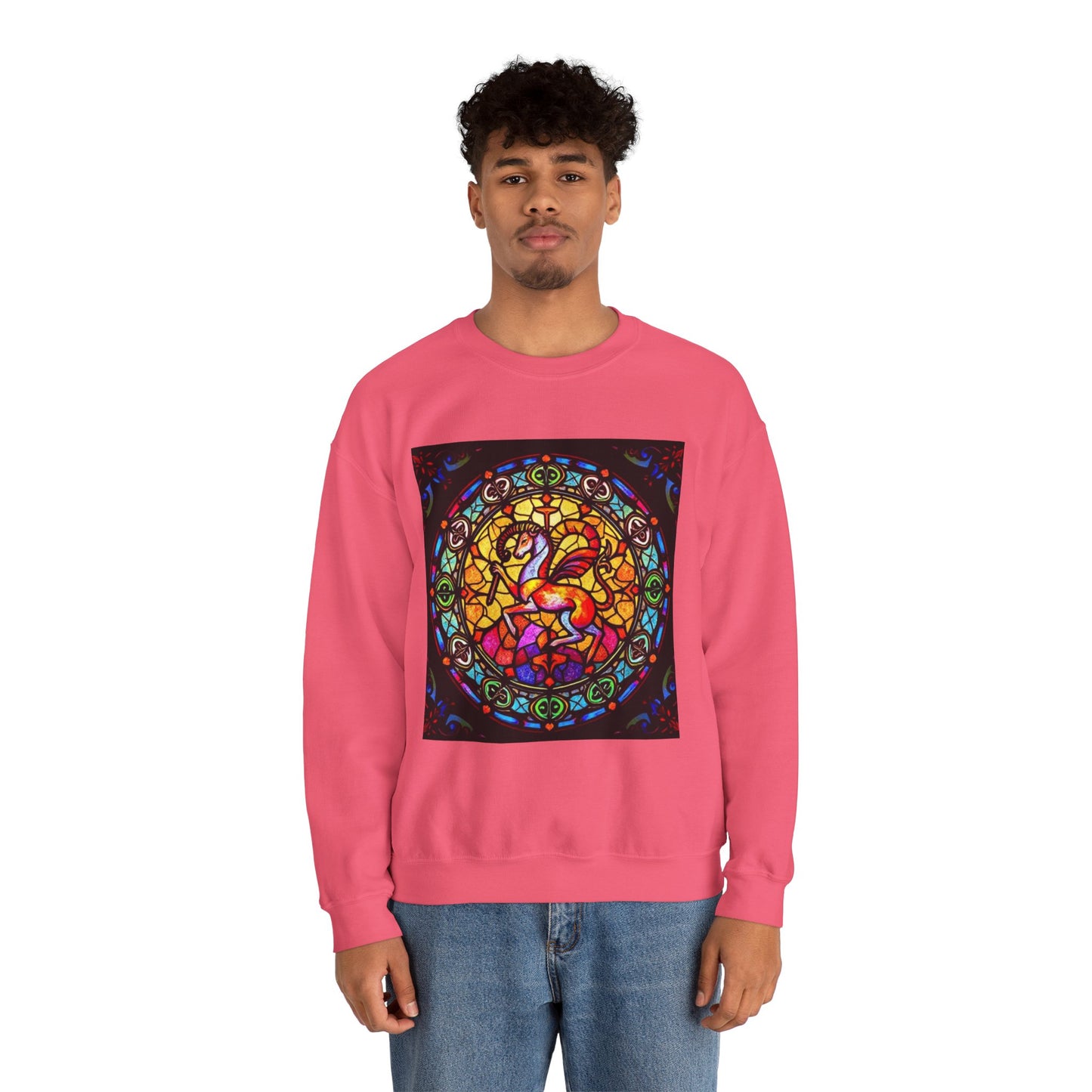 Unisex Heavy Blend™ Crewneck Sweatshirt, Glass 1, Aries Zodiac Design
