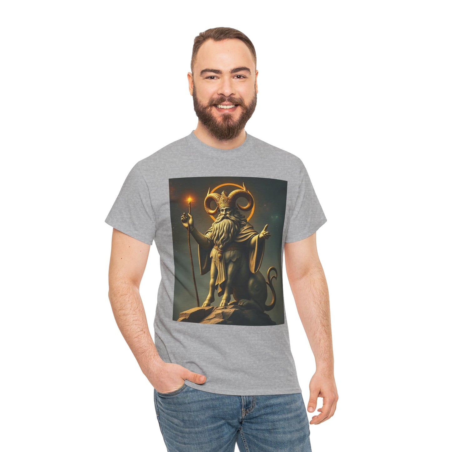 Unisex Heavy Cotton T-Shirt, Taurus God v1, Zodiac Design