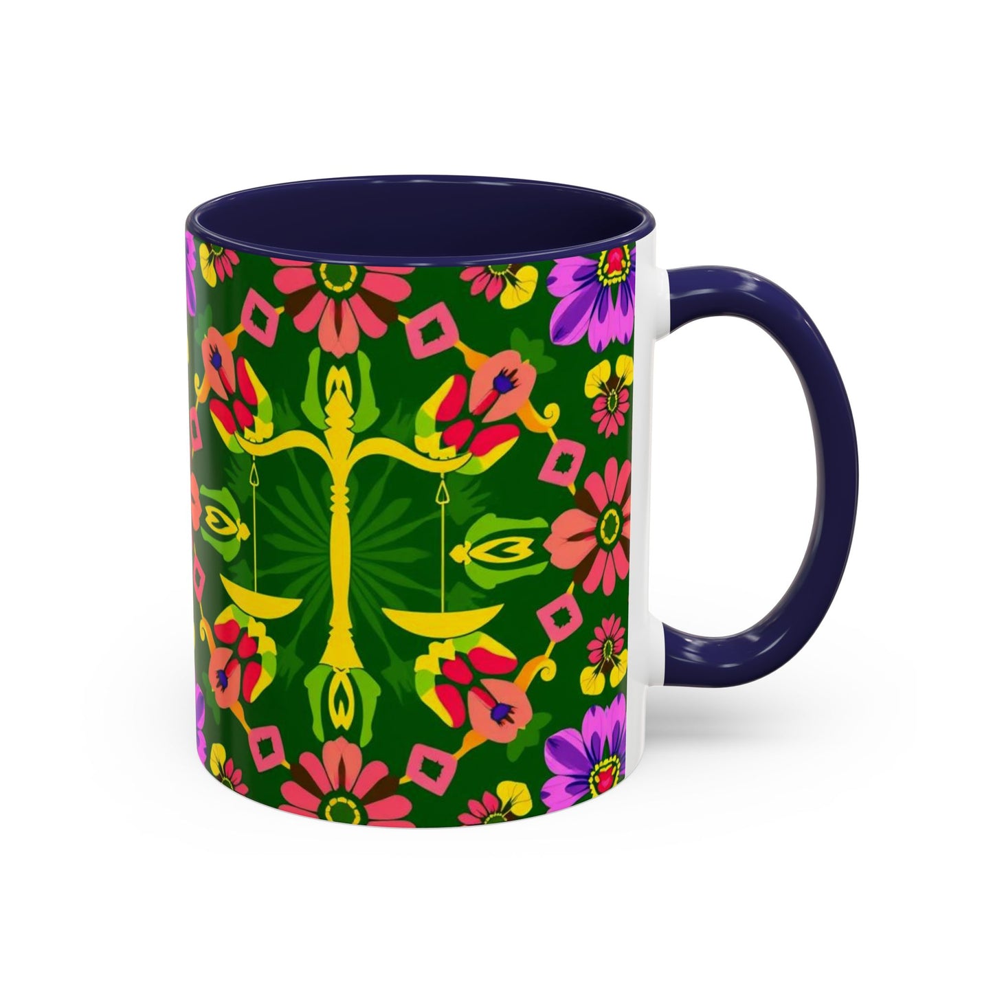 Accent Coffee Mug, Libra, Zodiac, Flower Pattern, (11, 15oz)