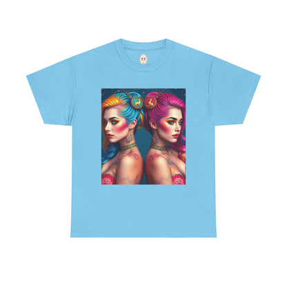 Unisex Heavy Cotton T-Shirt, Gemini, Zodiac v2, Sexy Art