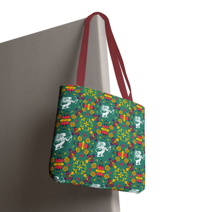 Tote Bag, (AOP), Sagittarius, Zodiac v6, Flower Pattern