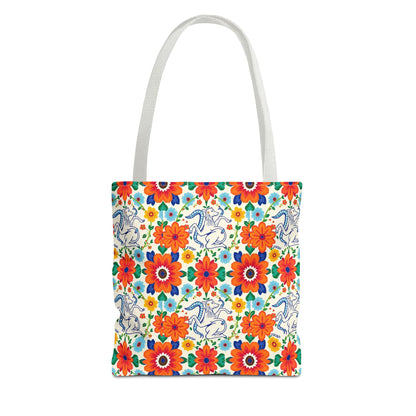 Tote Bag (AOP), Virgo, Zodiac v1, Flower Pattern