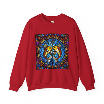 Unisex Heavy Blend™ Crewneck Sweatshirt, Glass 1, Pisces Zodiac Design