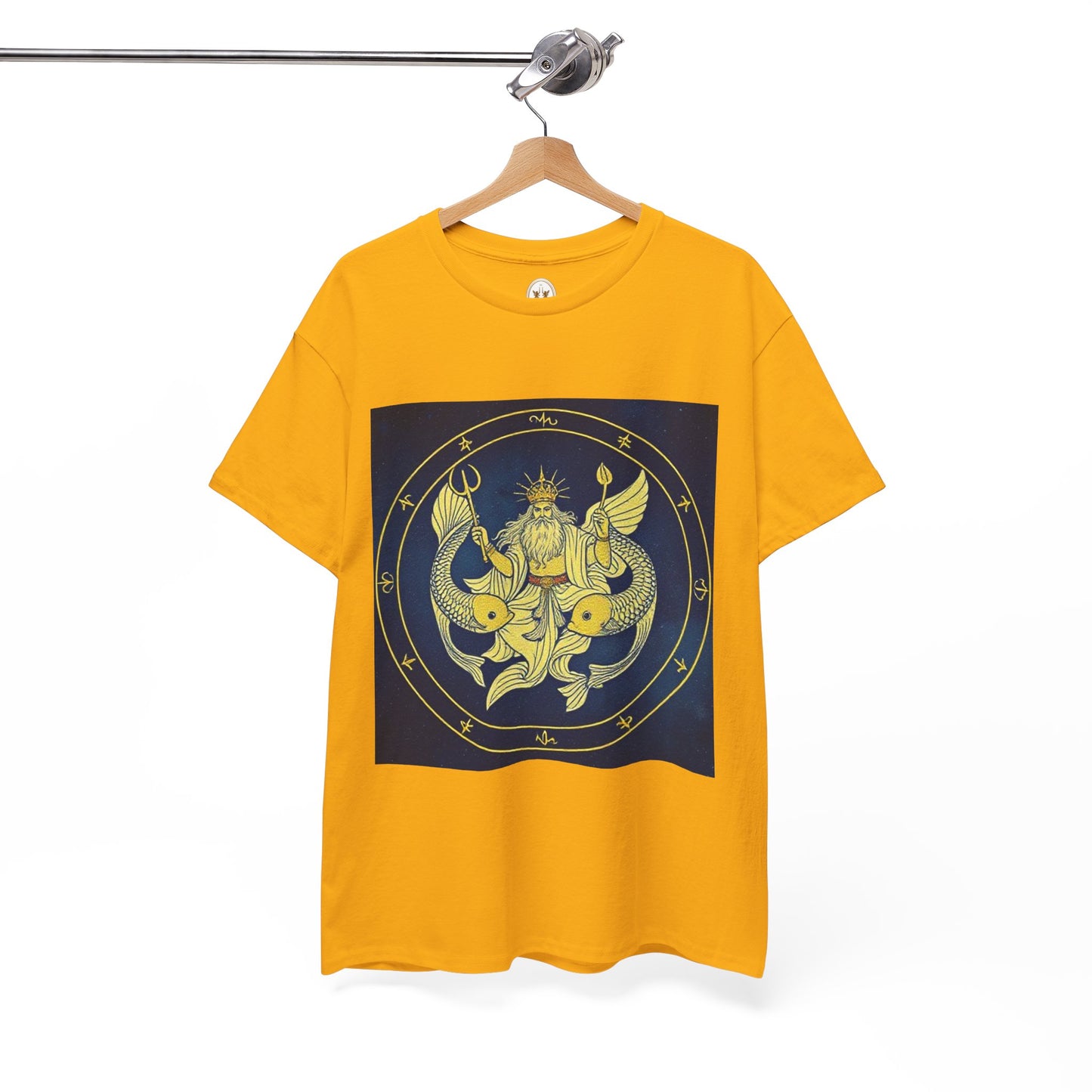 Unisex Heavy Cotton T-Shirt, King of Pisces, Zodiac Design