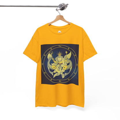 Unisex Heavy Cotton T-Shirt, King of Pisces, Zodiac Design