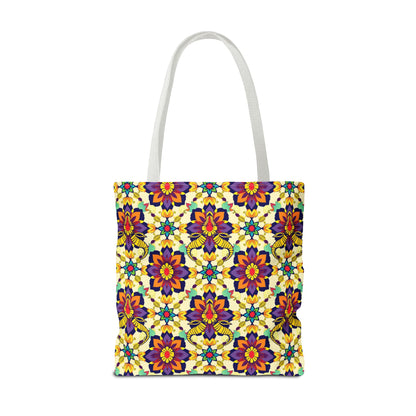 Tote Bag, (AOP), Taurus, Zodiac v5, Flower Pattern