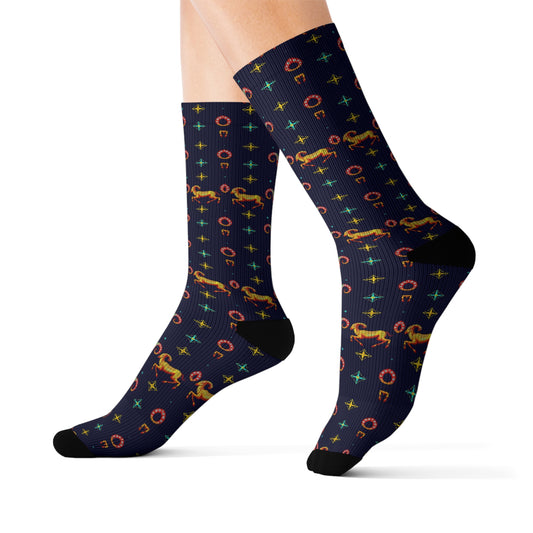 Sublimation Socks, Aries, Zodiac, Jewel Pattern