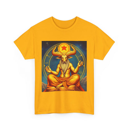 Unisex Heavy Cotton T-Shirt, Meditating Bull, Taurus Zodiac Design