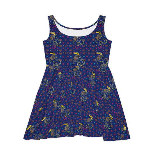 Women's Skater Dress, AOP, Zodiac, Aquarius, Pattern