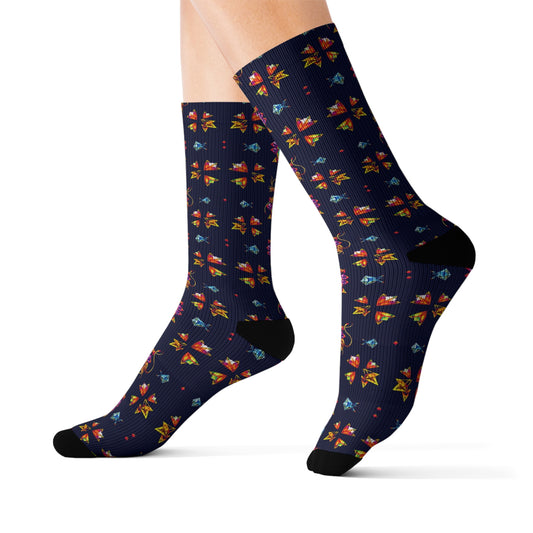 Sublimation Socks, Aquarius, Zodiac, Jewel Pattern