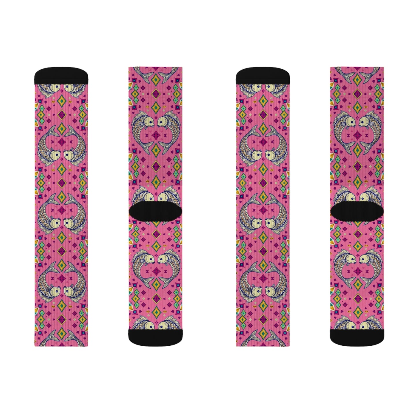 Sublimation Socks, Pisces, Zodiac v1, Jewel Pattern