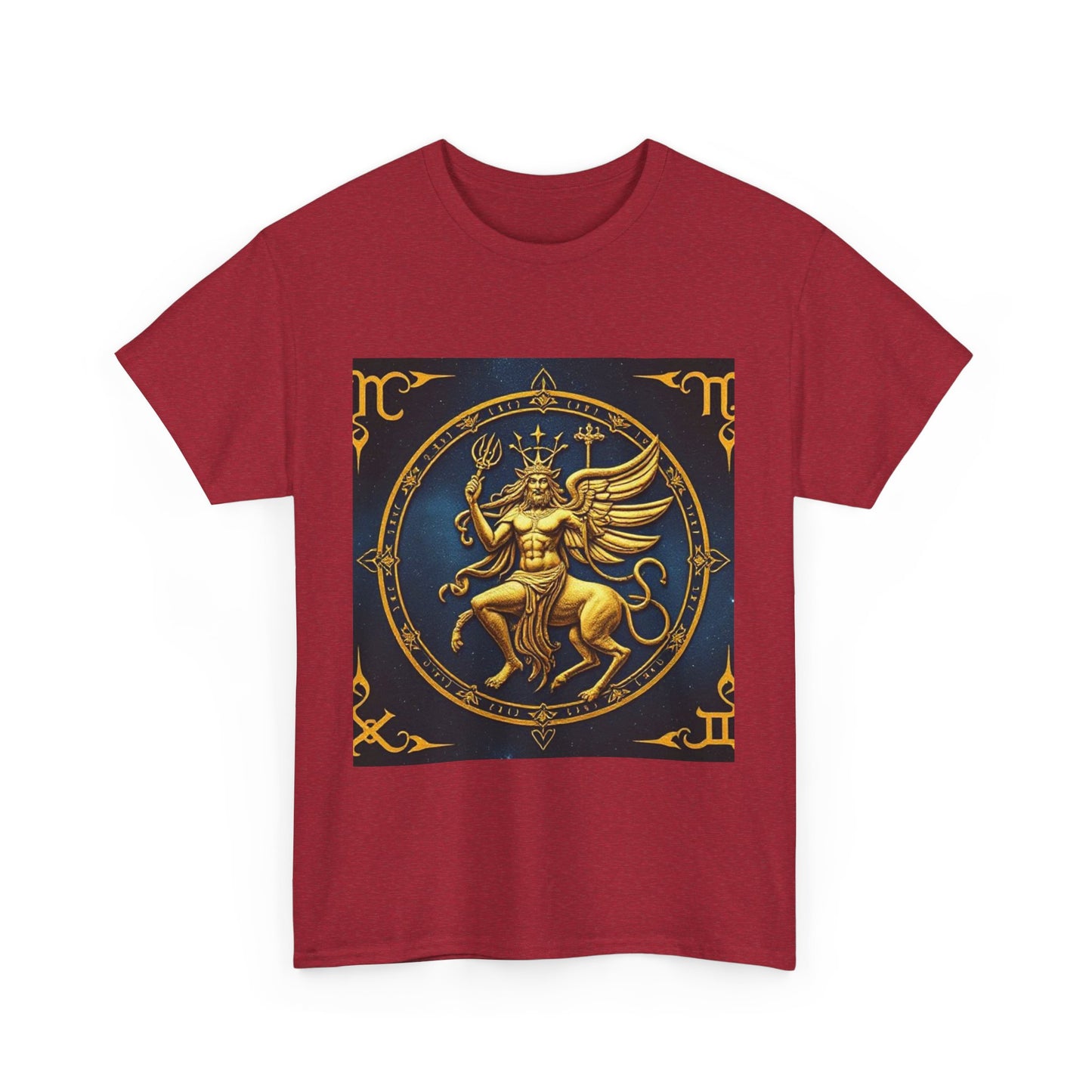 Unisex Heavy Cotton T-Shirt, Gold Angel, Symbol, Virgo Zodiac Design