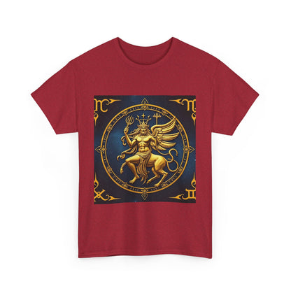 Unisex Heavy Cotton T-Shirt, Gold Angel, Symbol, Virgo Zodiac Design