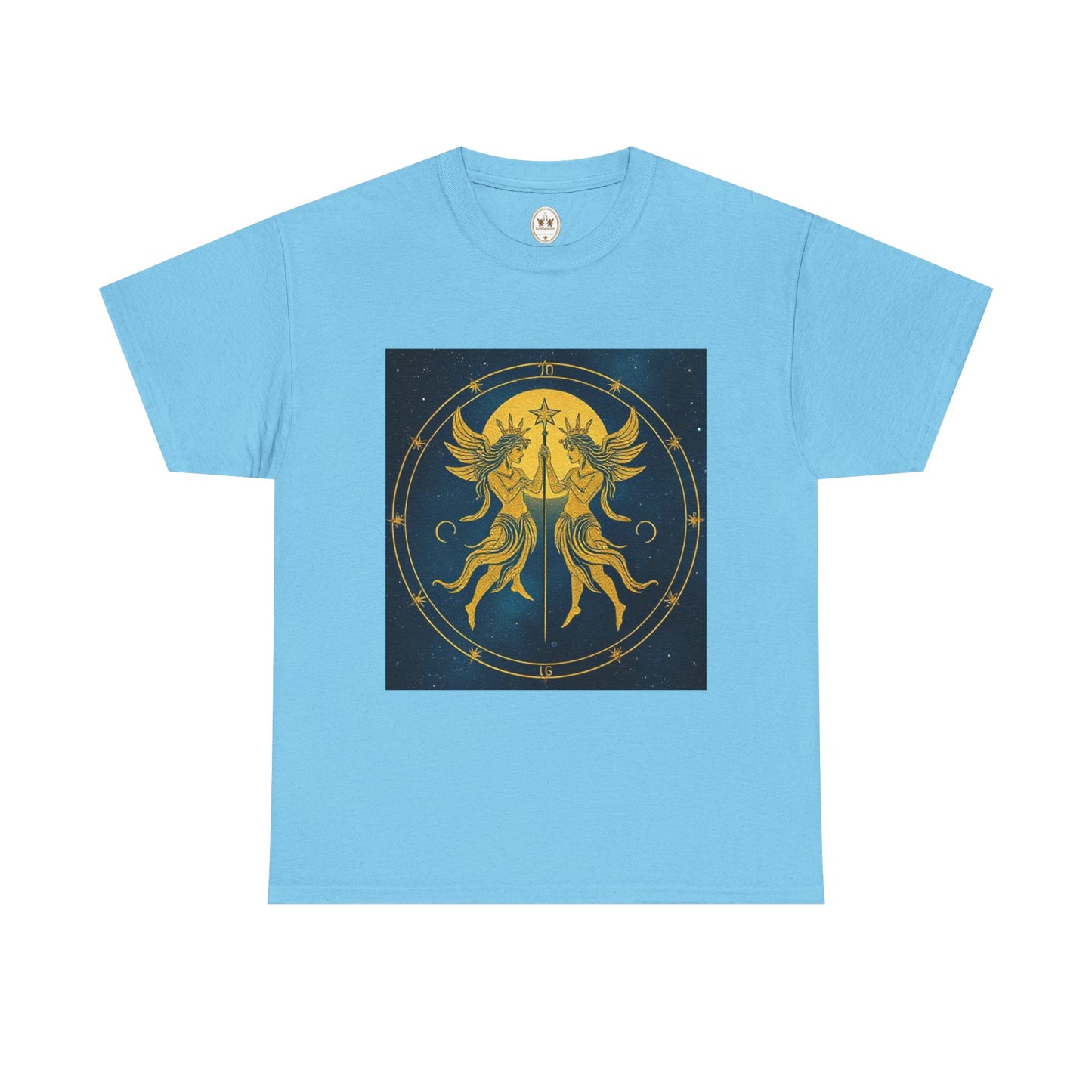 Unisex Heavy Cotton T-Shirt, Space Twins v3, Gemini Zodiac Design