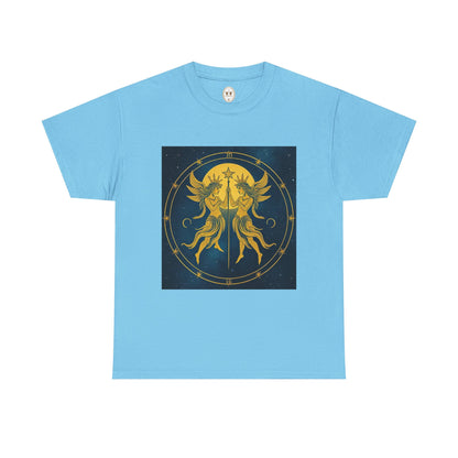 Unisex Heavy Cotton T-Shirt, Space Twins v3, Gemini Zodiac Design