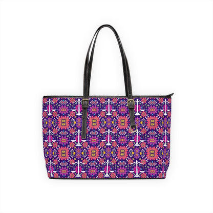 Leather Shoulder Bag, Libra, Zodiac v2, Flower Pattern