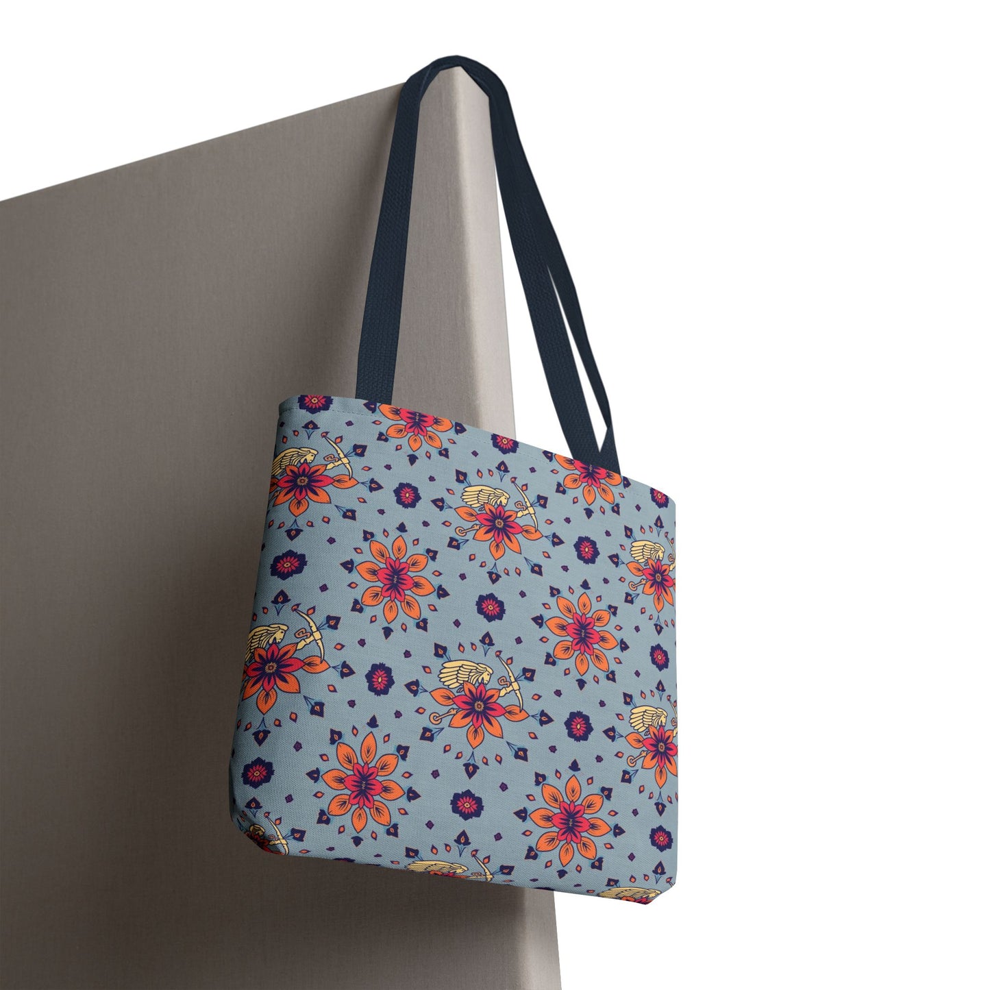 Tote Bag, (AOP), Sagittarius, Zodiac v1, Flower Pattern