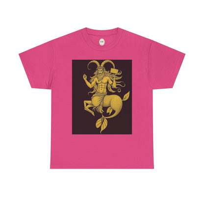 Unisex Heavy Cotton T-Shirt, Capricorn God, Zodiac Design