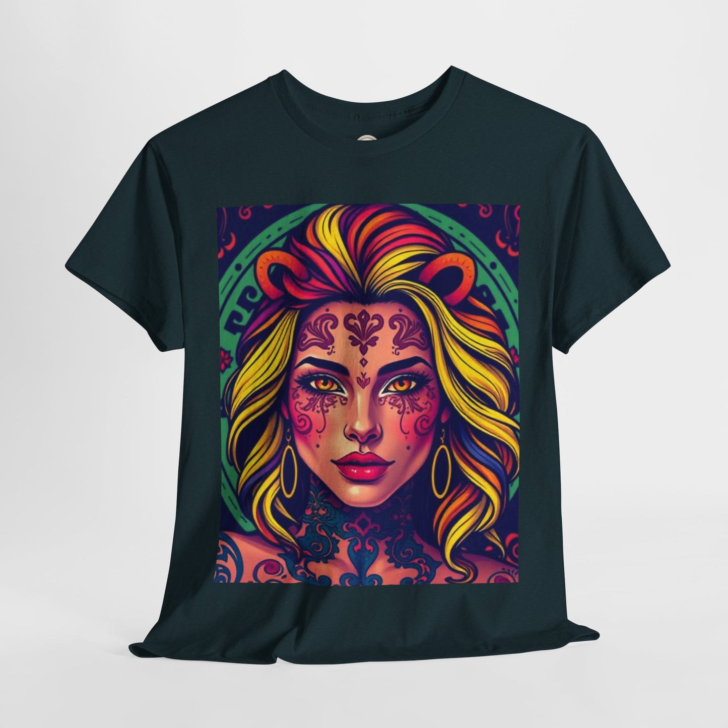Unisex Heavy Cotton T-Shirt, Leo, Zodiac v1, Sexy Art