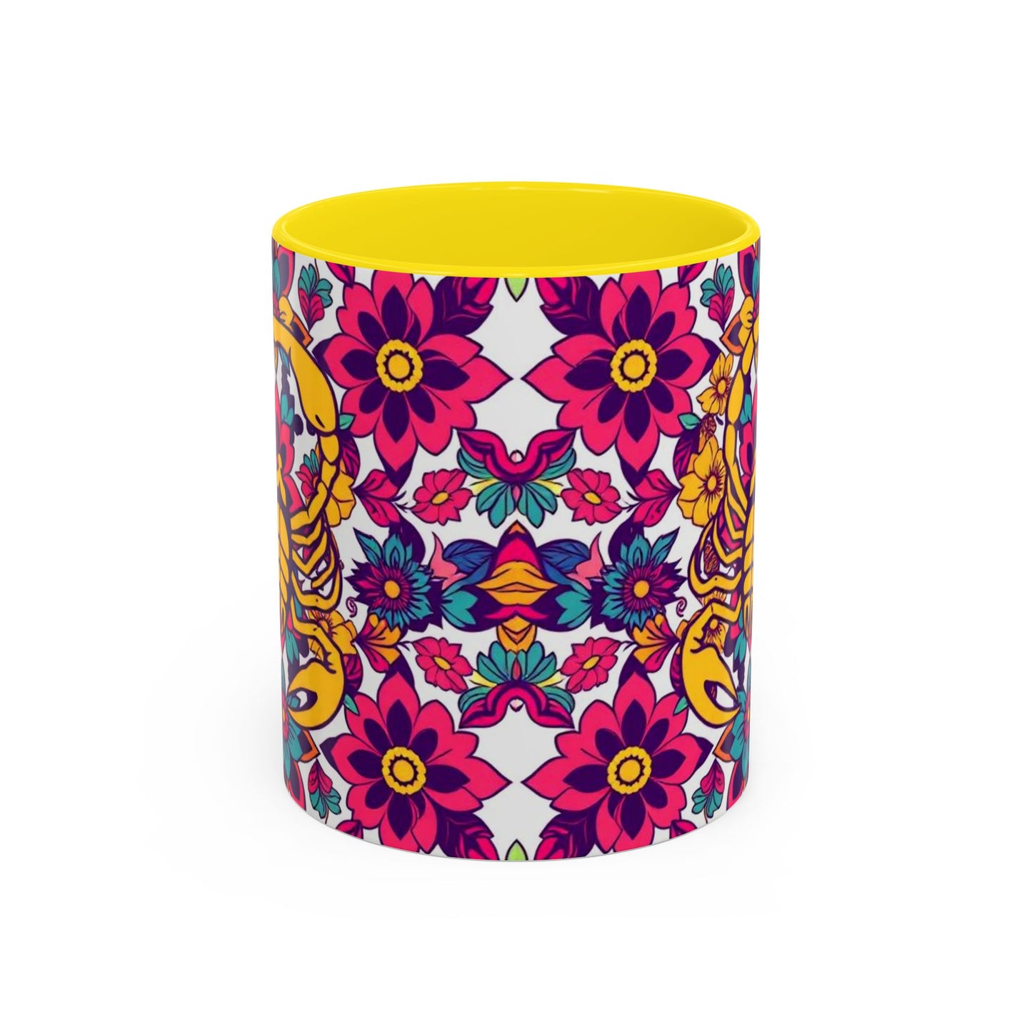 Accent Coffee Mug, Scorpio, Zodiac v2. Flower Pattern, (11, 15oz)