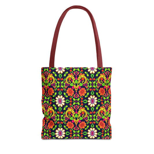 Tote Bag, (AOP), Aries, Zodiac, Flower Pattern