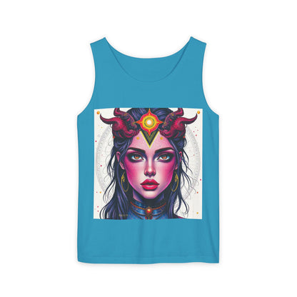 Unisex Garment-Dyed, Tank Top, Virgo Design, Pop Art, 100% US cotton