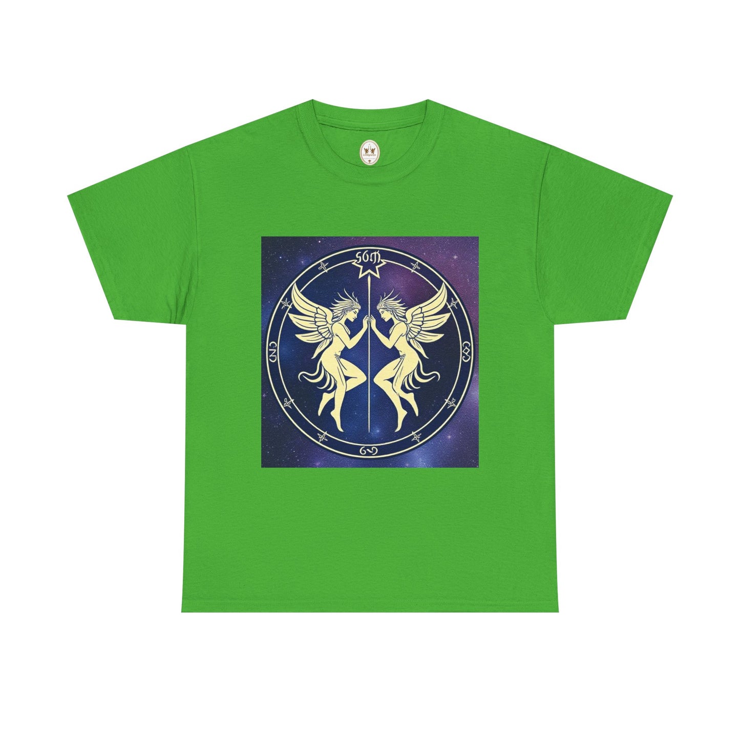 Unisex Heavy Cotton T-Shirt, Space Angel Twins v1, Gemini Zodiac Design