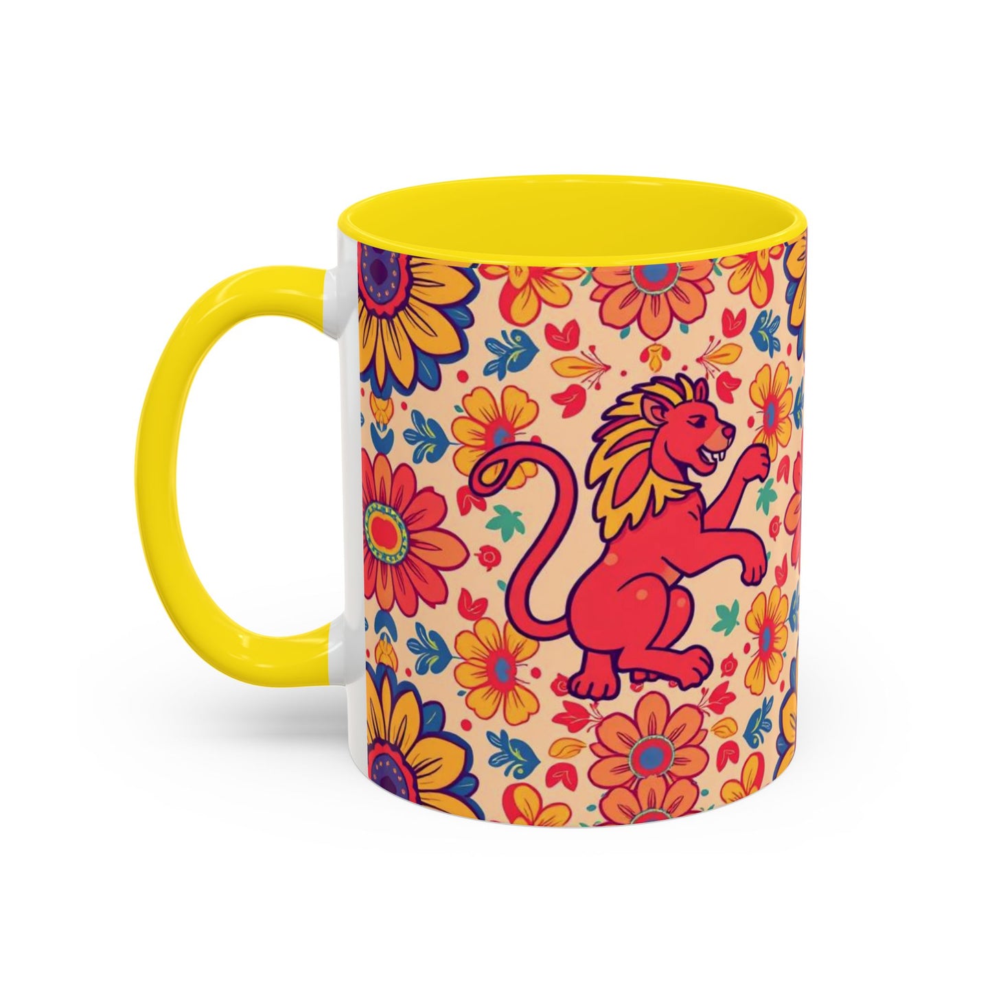 Accent Coffee Mug, Leo, Zodiac, Flower Pattern, (11, 15oz)