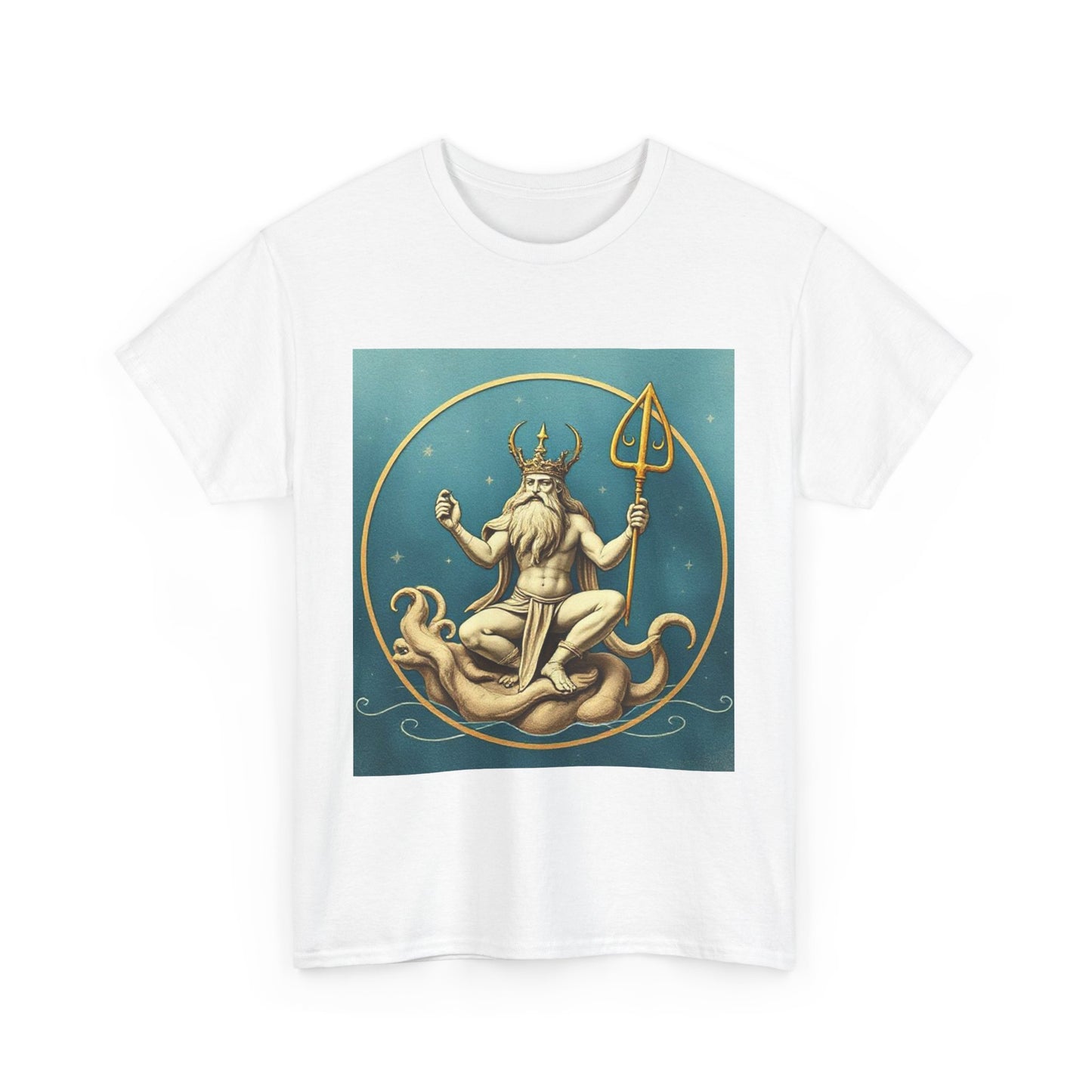 Unisex Heavy Cotton T-Shirt, Aquarius God 3v, Zodiac Design