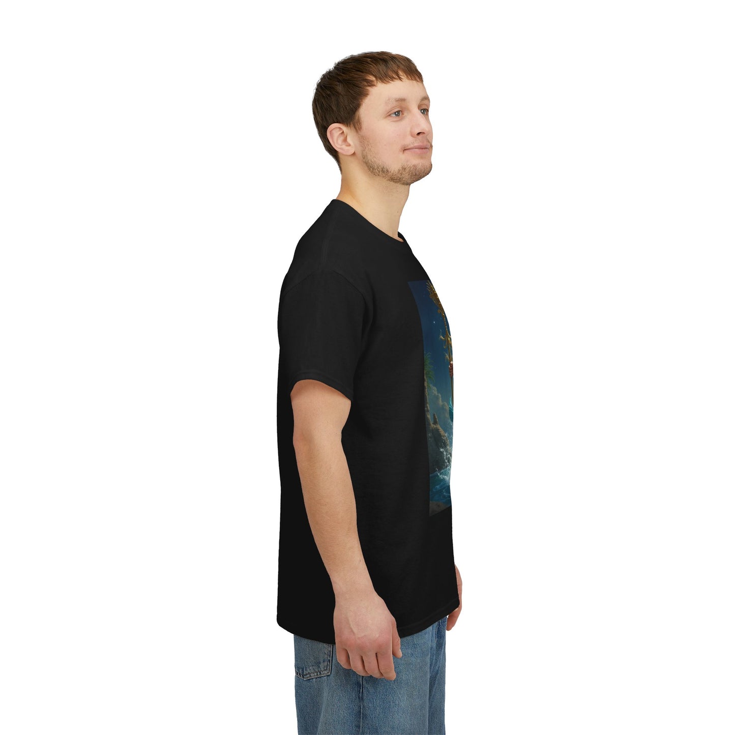 Unisex Heavy Cotton T-Shirt, Aquarius God 4v, Zodiac Design