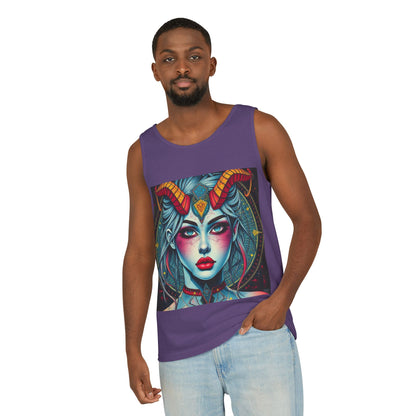 Unisex Garment-Dyed, Tank Top, Capricorn, Pop Art v1, 100% US cotton