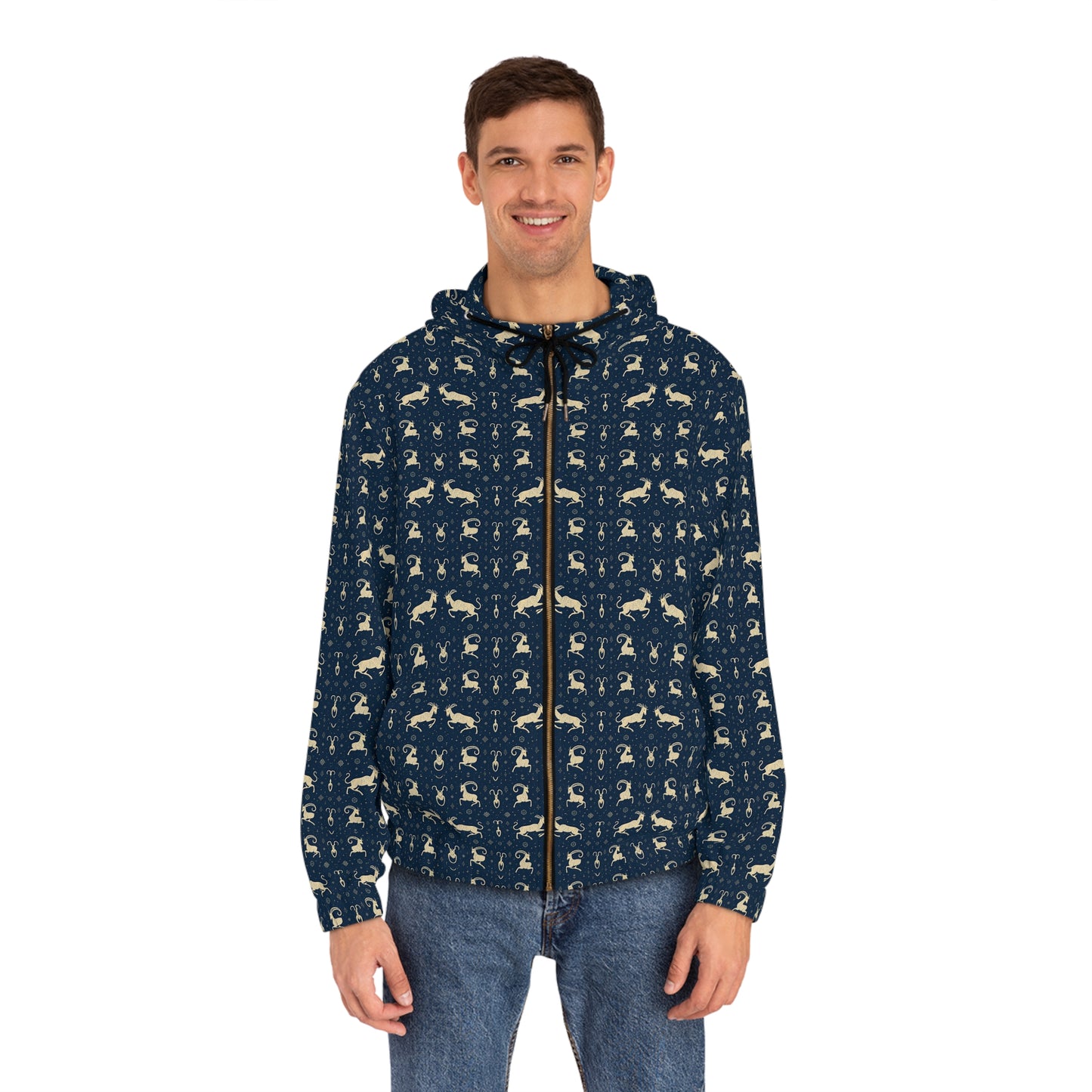 Full-Zip Hoodie (AOP), Capricorn, Zodiac v4, Pattern