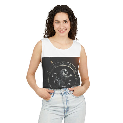 Unisex Garment-Dyed, Tank Top, Leo Design, Space Animal, 100% US cotton
