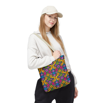 Tote Bag, (AOP), Gemini, Zodiac v2, Flower Pattern