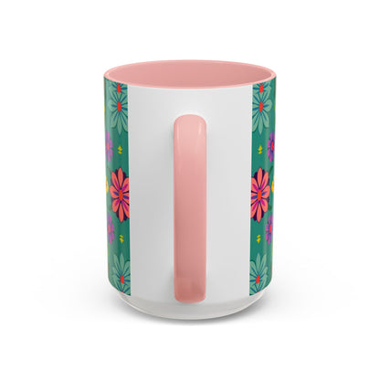 Accent Coffee Mug, Aquarius, Zodiac v3, Flower Pattern, (11, 15oz)
