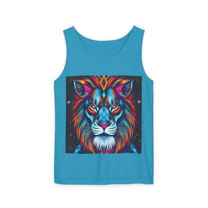 Unisex Garment-Dyed, Tank Top, Leo, Pop Art v1, 100% US cotton