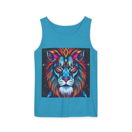 Unisex Garment-Dyed, Tank Top, Leo, Pop Art v1, 100% US cotton