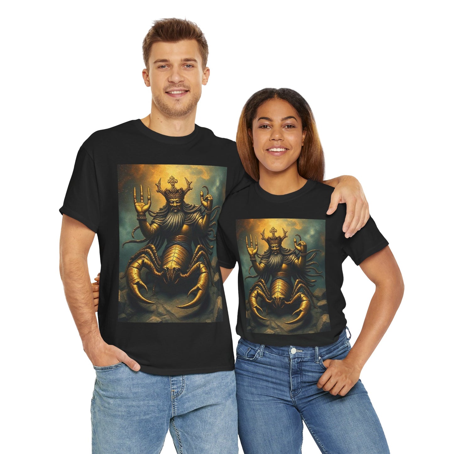 Unisex Heavy Cotton T-Shirt, Desert Scorpio King v1, Zodiac Design