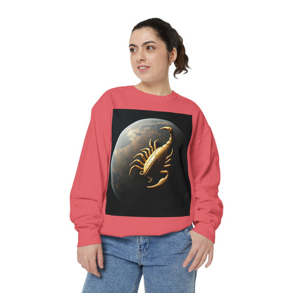 Garment-Dyed Sweatshirt, Unisex, Space Animal Design v1, Scorpio