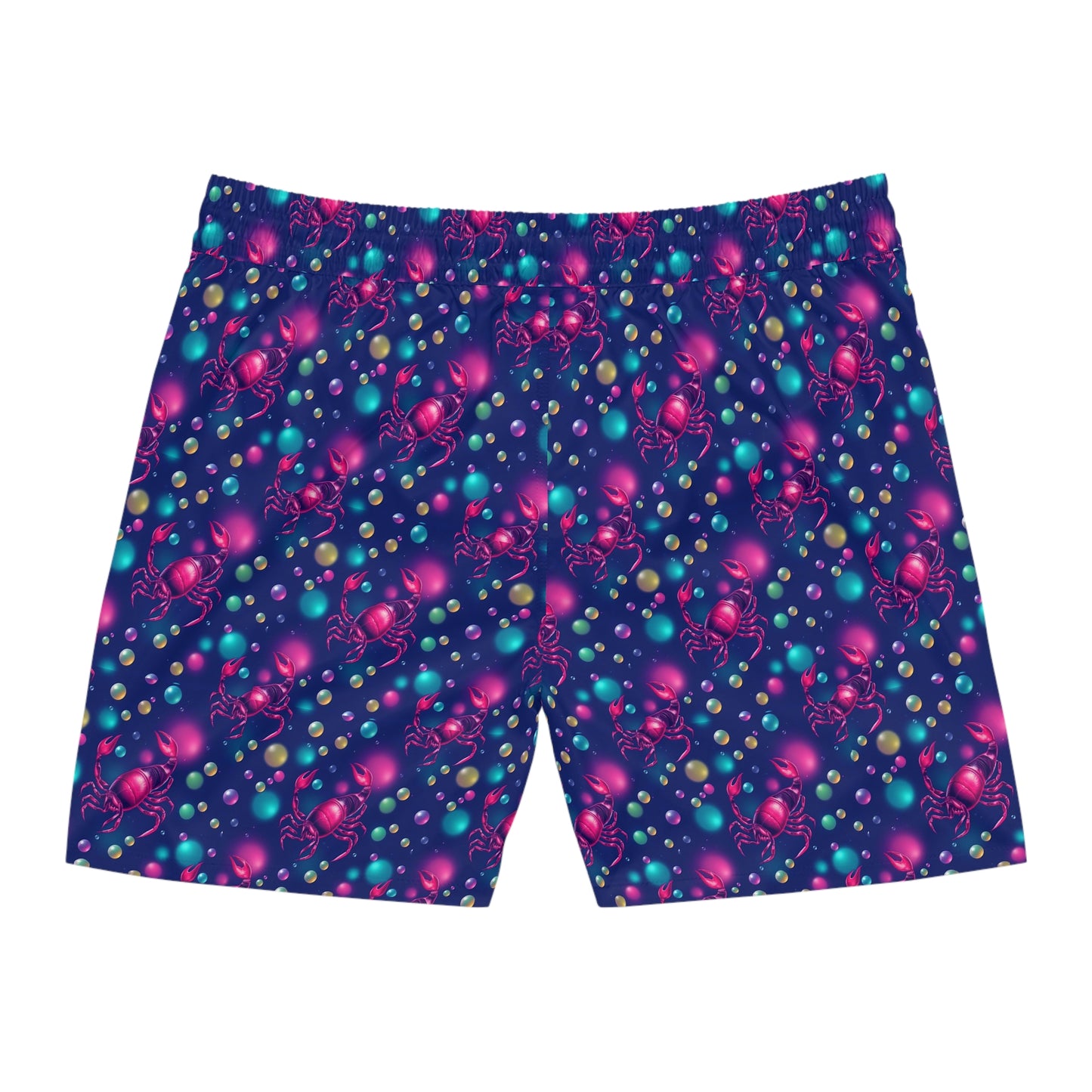 Men's Mid-Length Swim Shorts, (AOP), Scorpio, Zodiac v4, Bubble Pattern